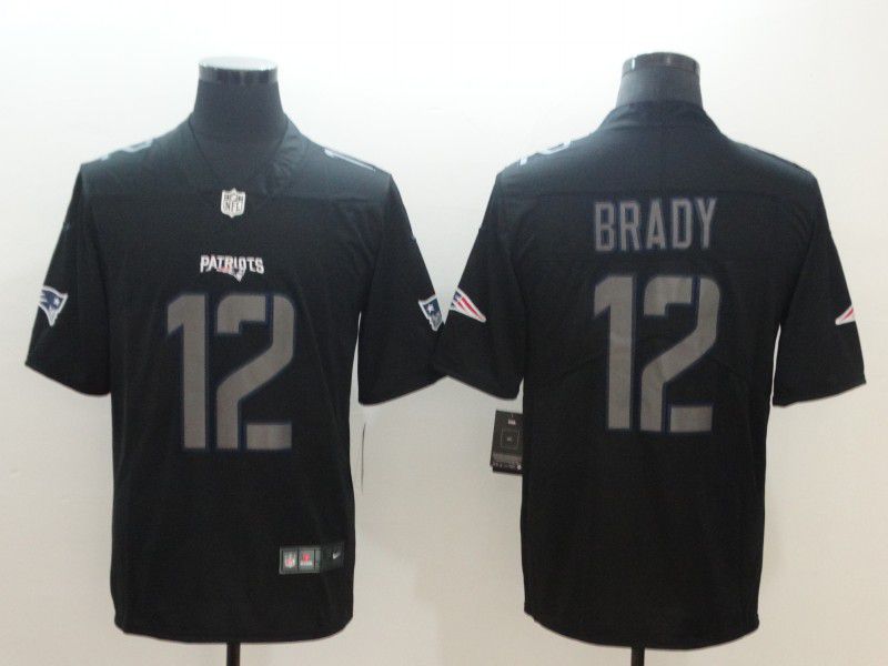 Men New England Patriots #12 Brady Nike Fashion Impact Black Color Rush Limited NFL Jerseys